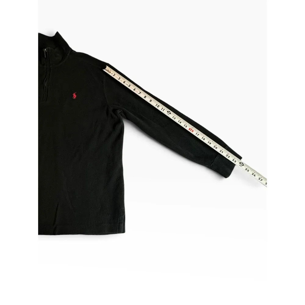 Polo Ralph Lauren Quarter Zip Mens L Black Red Pony Cotton Pullover